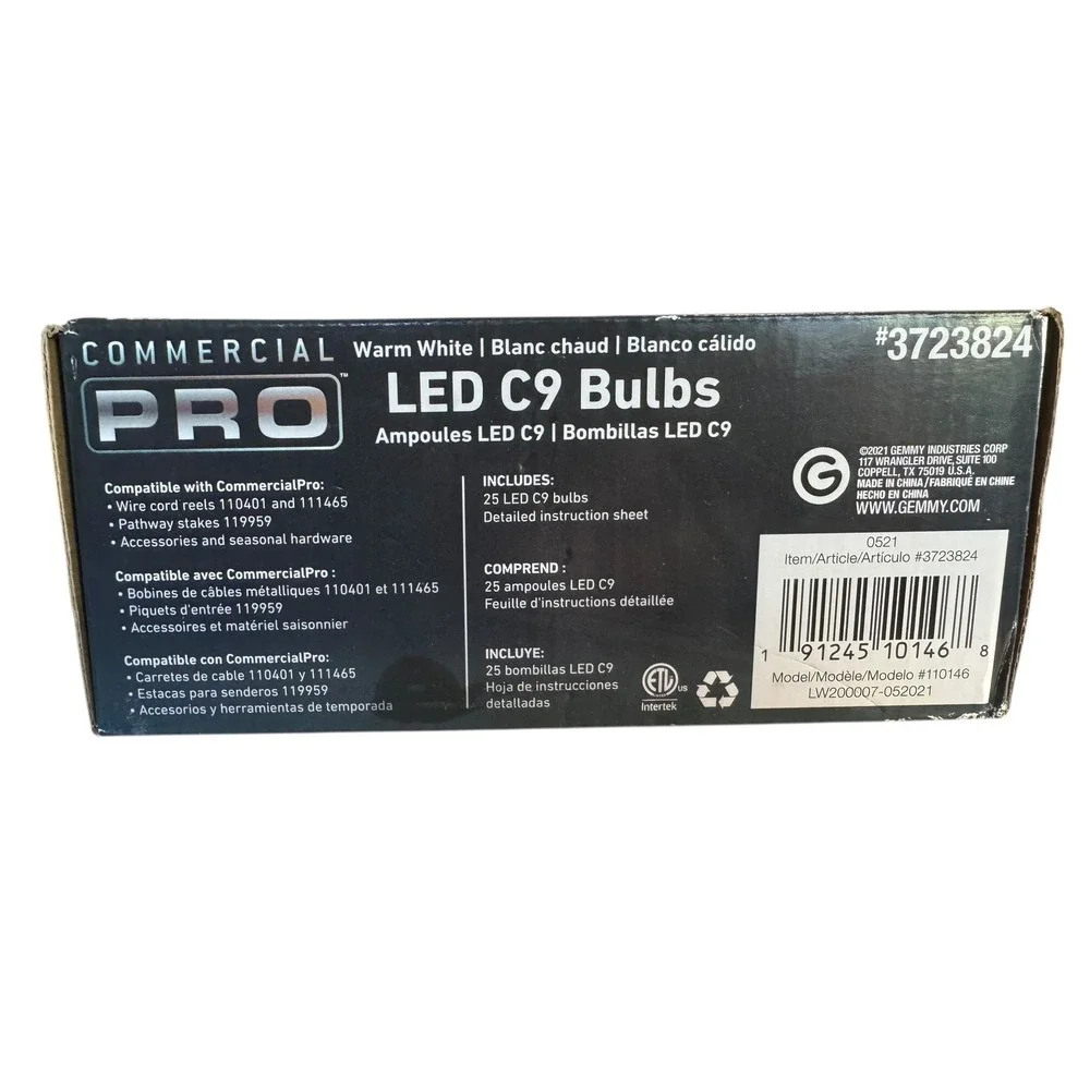 COMMERCIAL PRO LED C9 Bulbs Warm White 25 pc Christmas Holiday Lights‎ #3723824